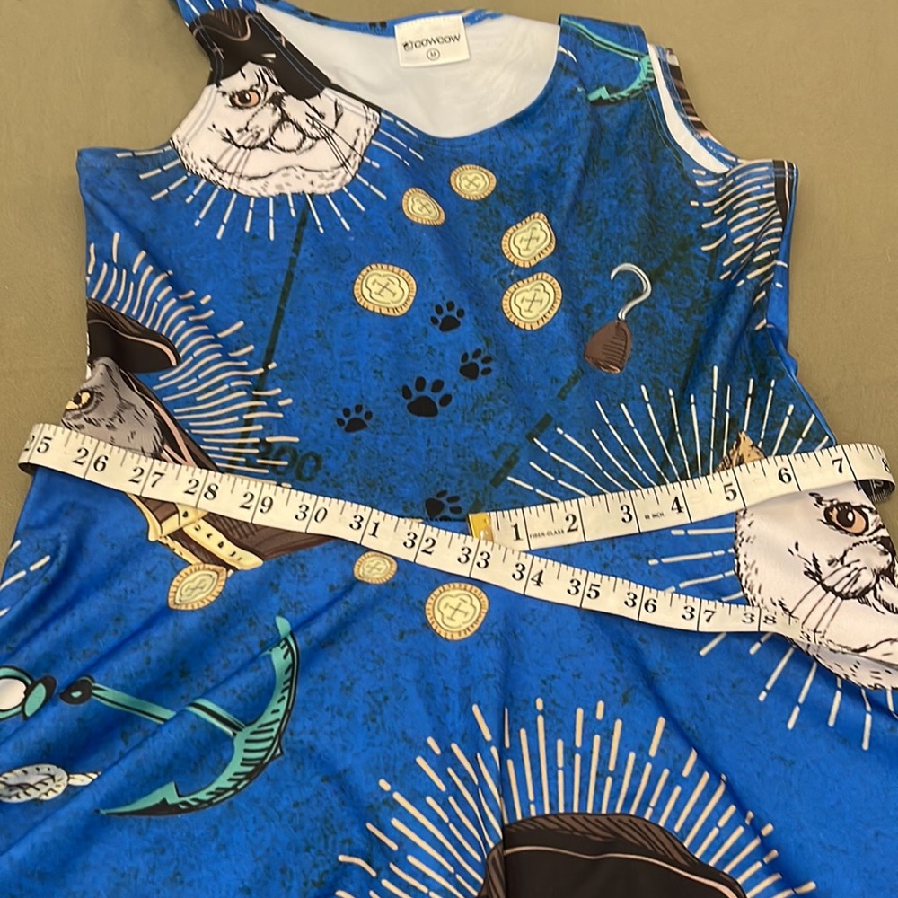 COWCOW Lovely 🏴☠️ Pirate Cat theme, womens DRESS size MEDIUM - Picture 11 of 12